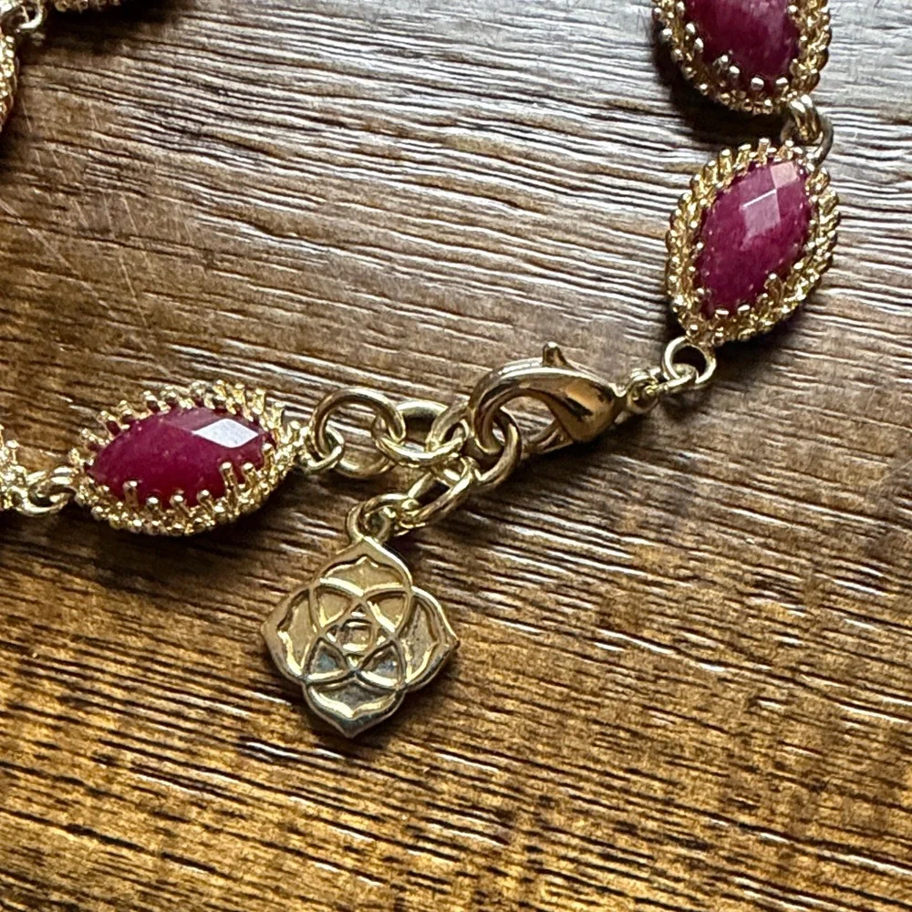 Kendra Scott Gold Bracelet with Maroon Stones - Picture 5 of 6